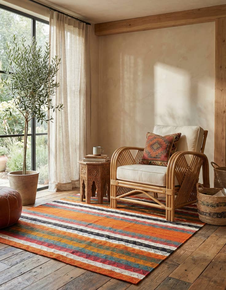 Detail image of  4' 10 x 6' Jajim Wool Rug