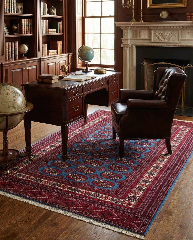 Detail image of 4' 2 x 6' 6 Hand Knotted Bokhara Wool Rug