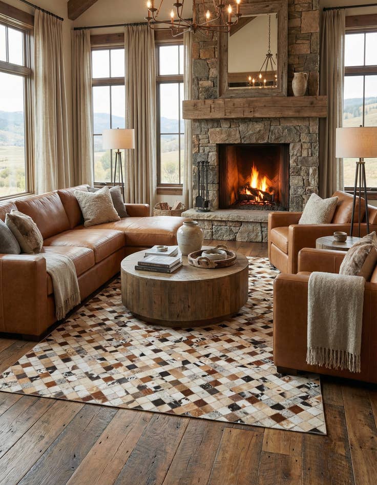 Detail image of  5' x 8' Cowhide Leather Rug