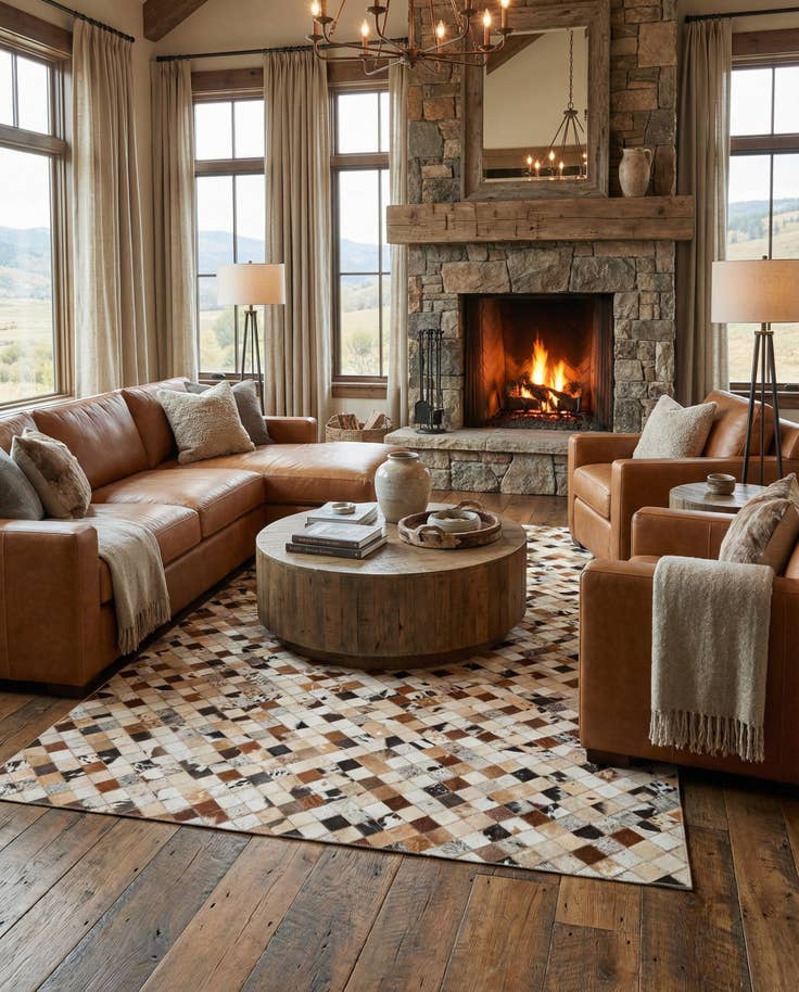 Detail image of 5' x 8' Cowhide Leather Rug