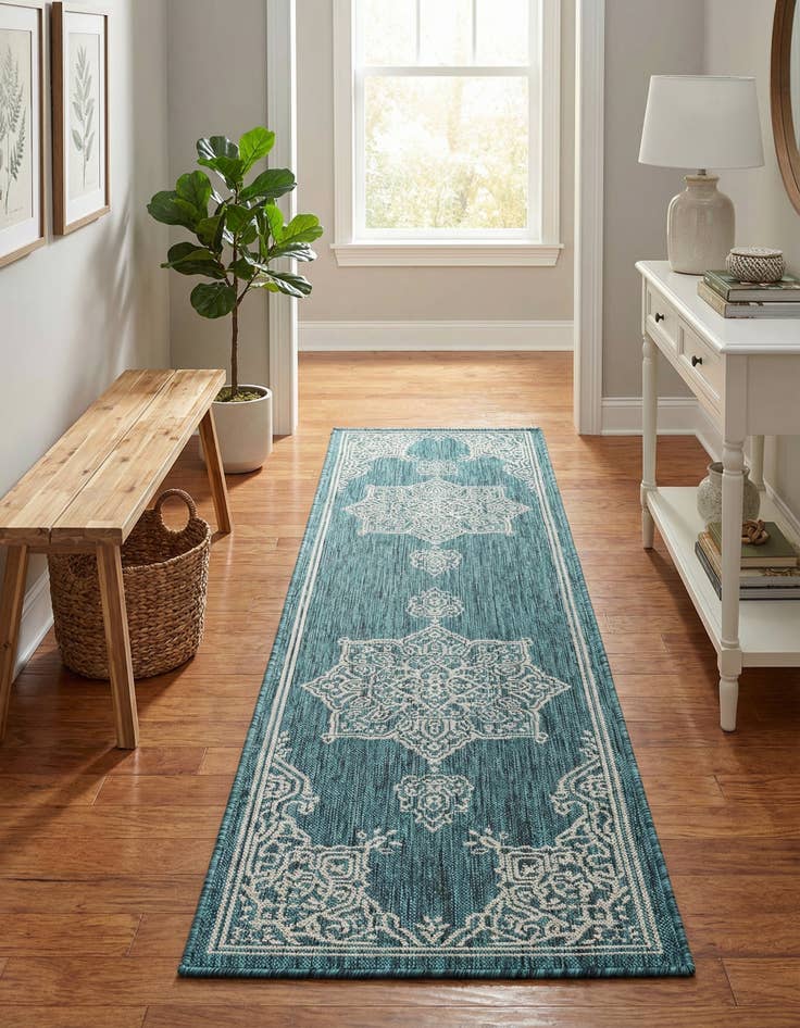 Detail image of 2' x 8' Easy-Clean Traditional Indoor / Outdoor Runner Rug