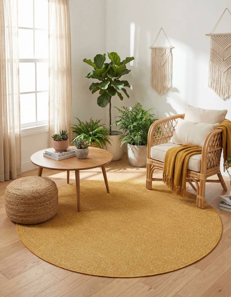 Detail image of  4' x 4'  Washable Solid Indoor / Outdoor Round Rug