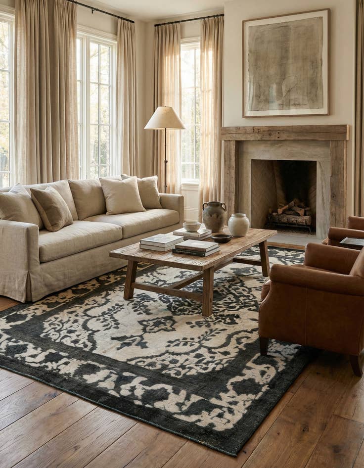 Detail image of 7' 9 x 11'  Hand Knotted Ultra Vintage Persian Wool Rug