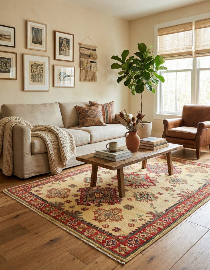 Detail image of 4' x 6' 2  Hand Knotted Kazak Rug