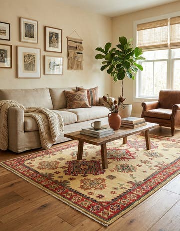 4' x 6' 2 Hand Knotted Kazak Rug