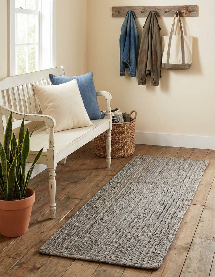 Detail image of  1' 2 x 6' 1  Hand Braided Jute Table Runner Rug