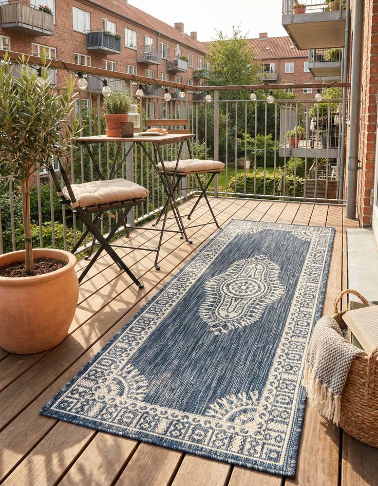 Detail image of 2' x 5' 3  Washable Traditional Indoor / Outdoor Runner Rug