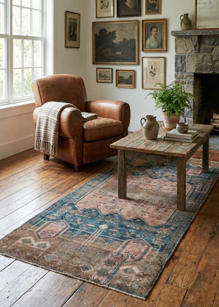 3' 8 x 8' 8 Hand Knotted Ultra Vintage Persian Wool Runner Rug