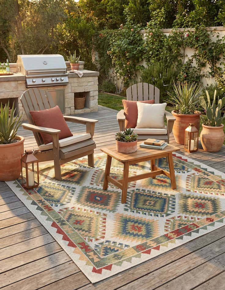 Detail image of 7' 10 x 7' 10  Washable Baja Indoor / Outdoor Square Rug