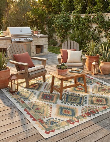 7' 10 x 7' 10 Easy-Clean Baja Indoor / Outdoor Square Rug