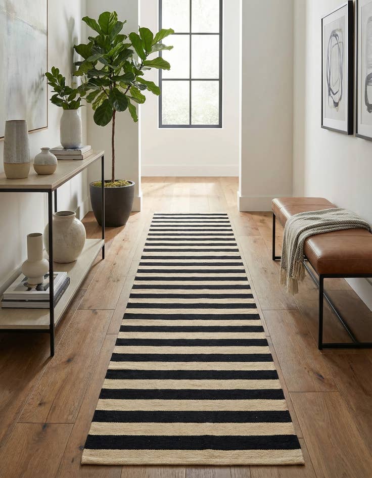 Detail image of 1' 8 x 14' 6  Hand Woven Kilim Modern Wool Runner Rug