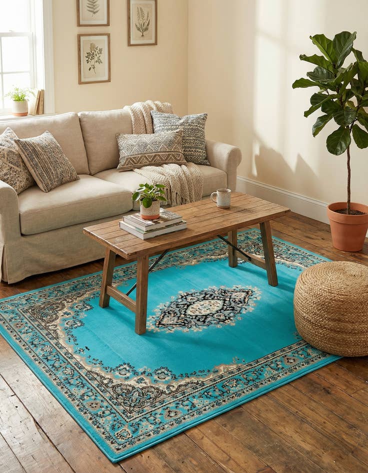 Detail image of 4' x 6' Mashad Design Rug