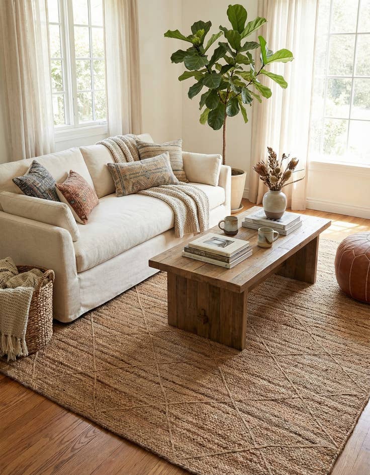 Detail image of  9' x 12' 2  Hand Braided Jute Rug