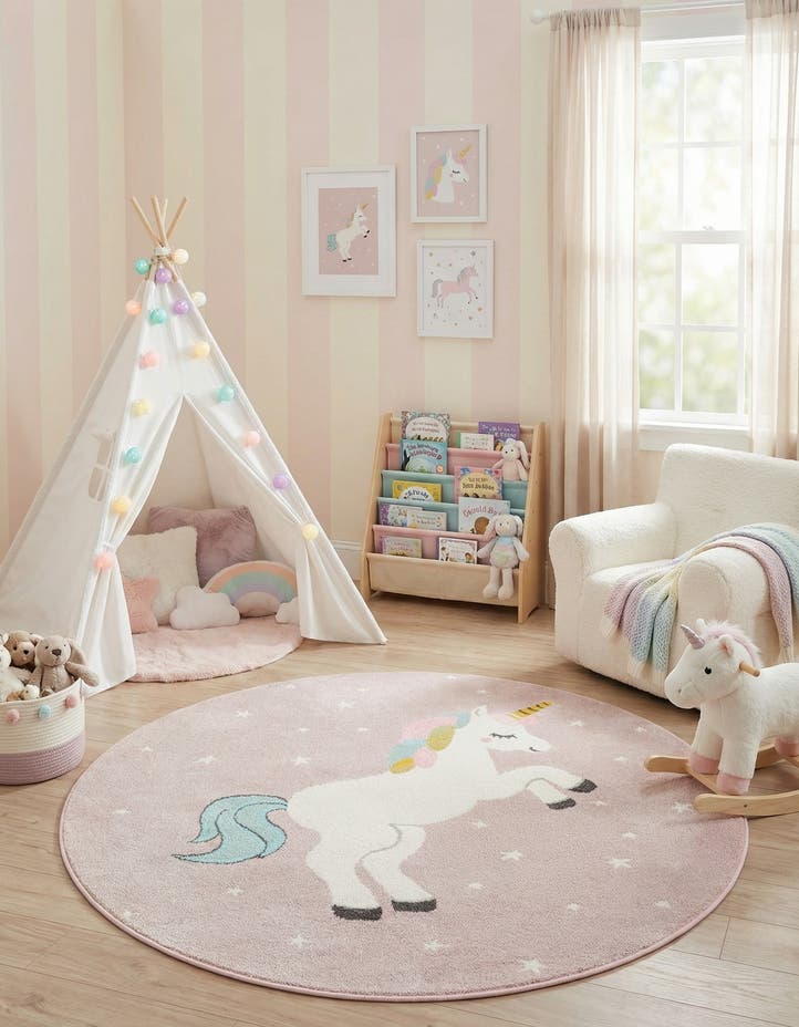 5' 3 x 5' 3 Unicorn Whimsy Kids Rou...
