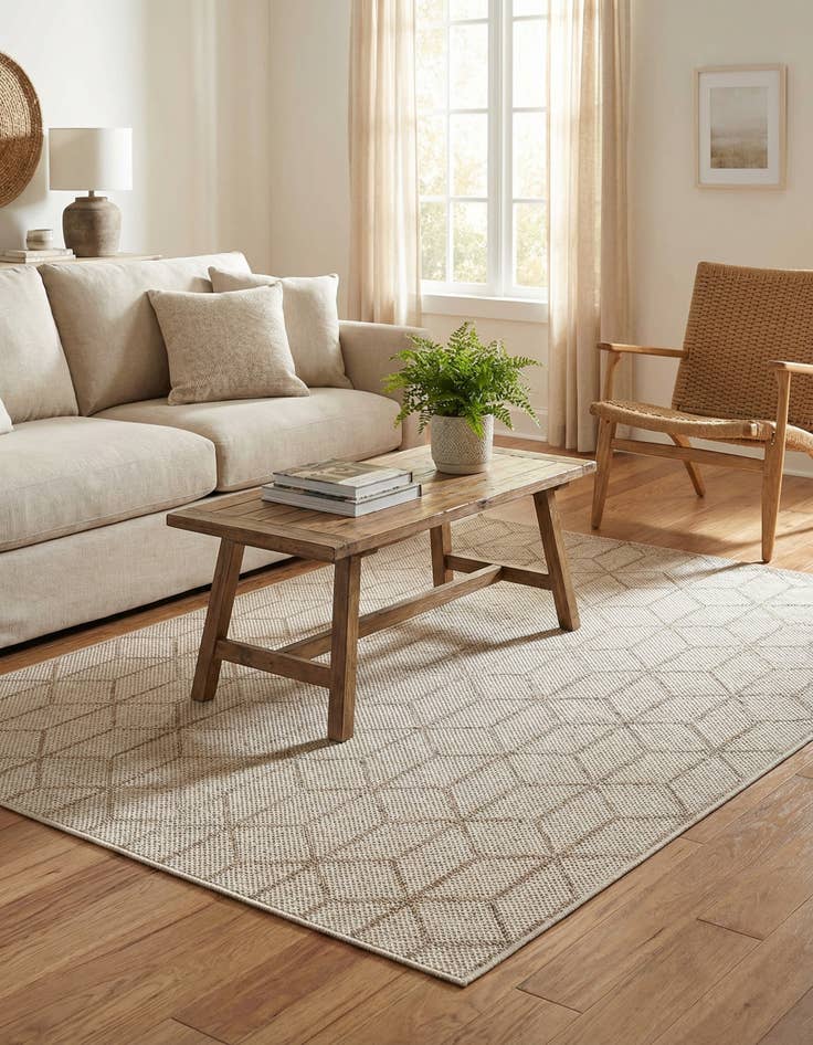 Detail image of 4' 1 x 6' 1  Washable Trellis Indoor / Outdoor Rug