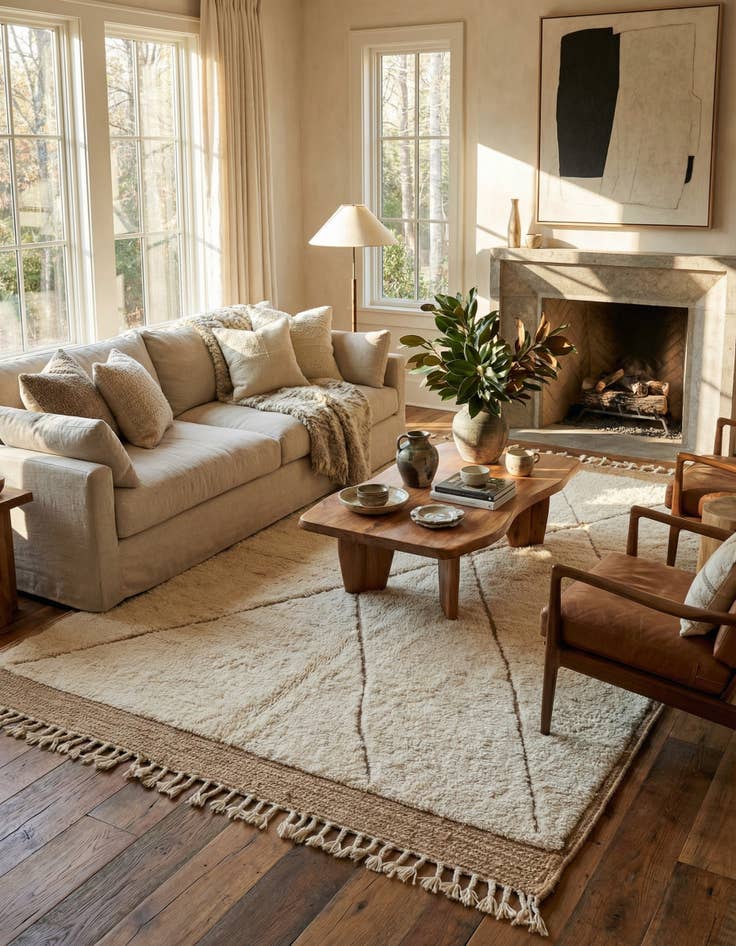 Detail image of 5' 6 x 8'  Hand Knotted Moroccan Wool Rug