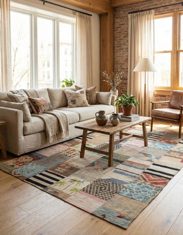 6' 7 x 9' 10 Hand Woven Kilim Patchwork Wool Rug