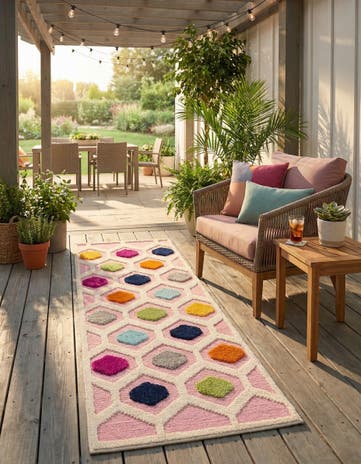 Pink Easy-Clean Aruba Indoor / Outdoor Runner Rug