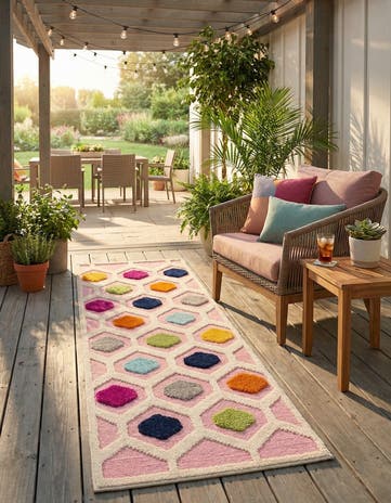 Pink Easy-Clean Aruba Indoor / Outdoor Runner Rug