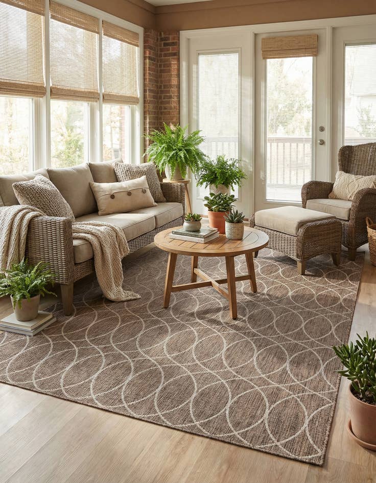Detail image of 7' 10 x 11'  Washable Trellis Indoor / Outdoor Rug