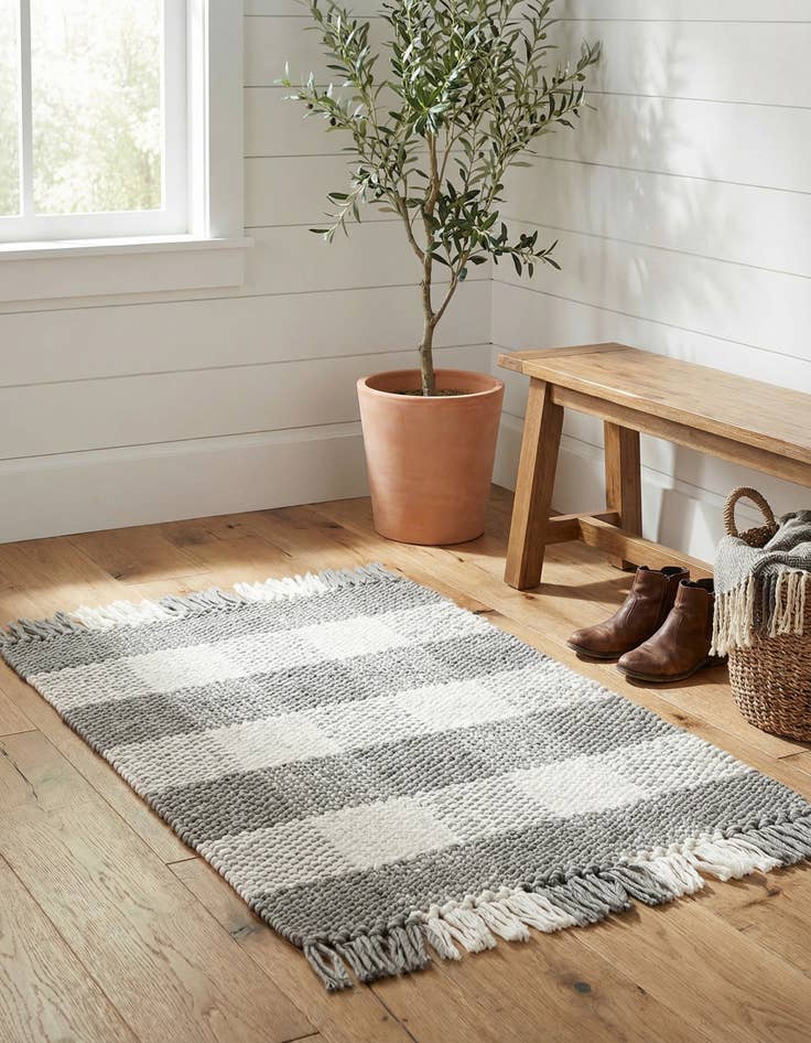 Detail image of 2' 2 x 3' Eco Plaid   Washable Indoor / Outdoor Rug