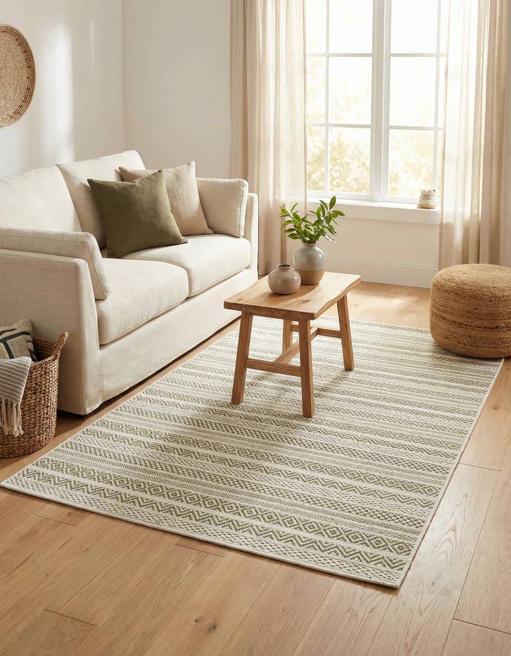 Detail image of 4' x 6'  Washable Striped Indoor / Outdoor Rug