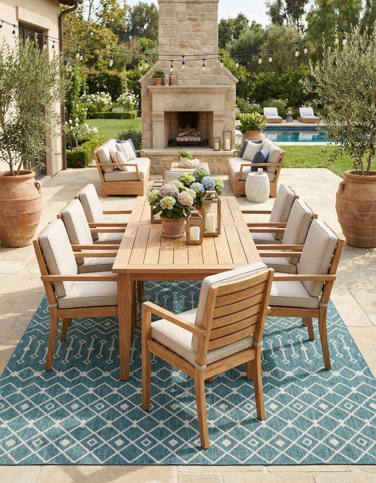 Detail image of 10' x 13' Easy-Clean Trellis Indoor / Outdoor Rug