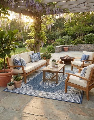 6' x 9' Easy-Clean Traditional Indoor / Outdoor Rug