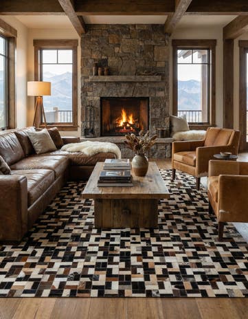 5' 1 x 8' Cowhide - Patchwork Rug