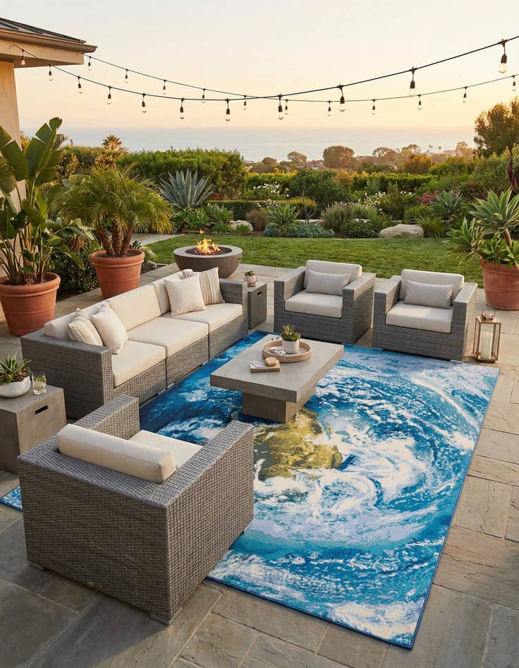 Detail image of 9' x 12'  Washable Modern Indoor / Outdoor Rug