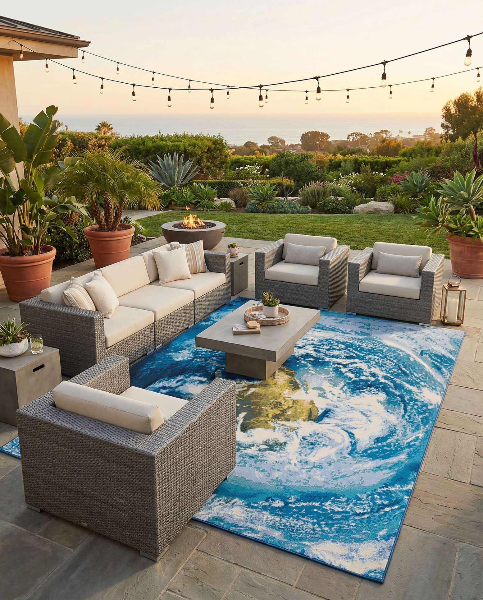 9' x 12' Easy-Clean Modern Indoor / Outdoor Rug