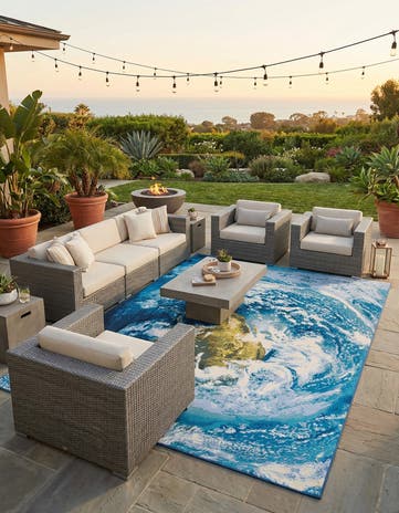 9' x 12' Easy-Clean Modern Indoor / Outdoor Rug