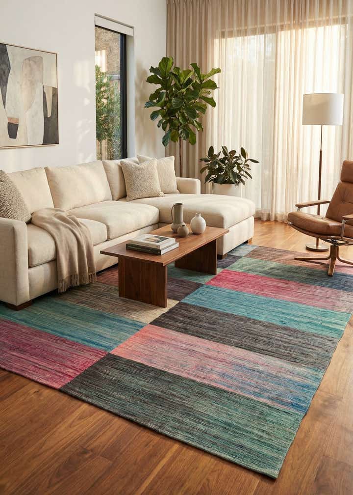 7' 9 x 9' 8 Hand Woven Kilim Modern Wool Rug