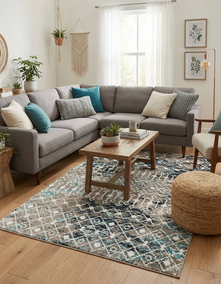 Detail image of  5' 3 x 8' Moroccan Trellis Rug