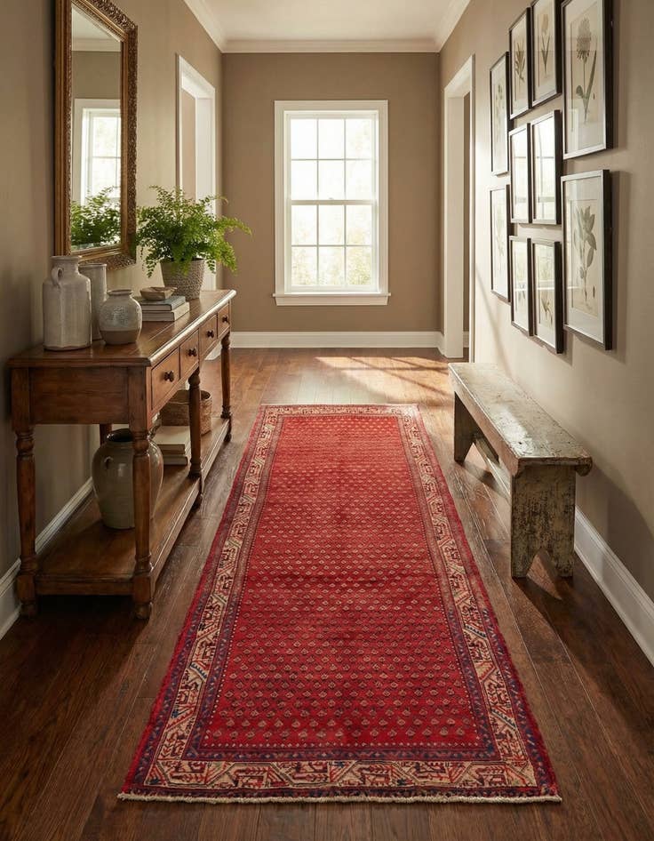 Detail image of 3' 10 x 10' 9  Hand Knotted Botemir Persian Wool Runner Rug