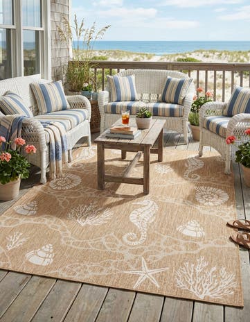 7' 10 x 10' Easy-Clean Coastal Indoor / Outdoor Rug