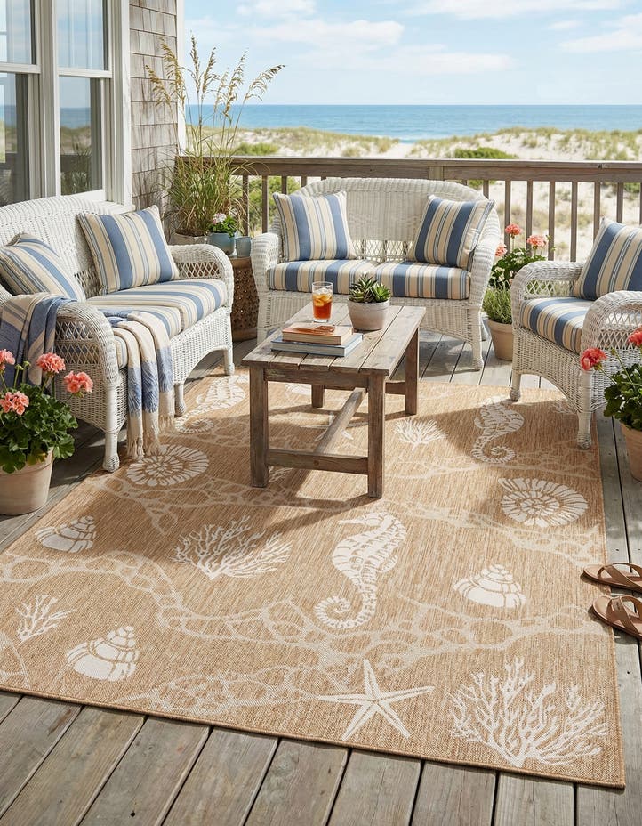 7' 10 x 10' Easy-Clean Coastal Indoor / Outdoo...