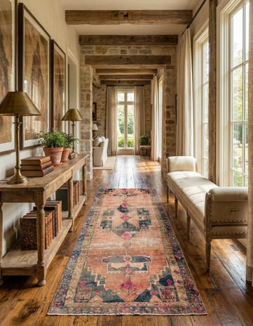 4' 4 x 9' 9 Hand Knotted Ultra Vintage Persian Wool Runner Rug