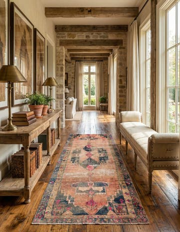 4' 4 x 9' 9 Hand Knotted Ultra Vintage Persian Wool Runner Rug