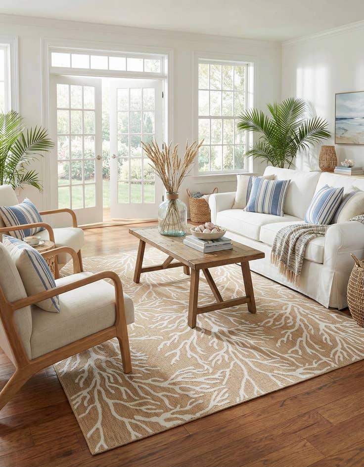 Detail image of  9' x 12'  Washable Coastal Indoor / Outdoor Rug