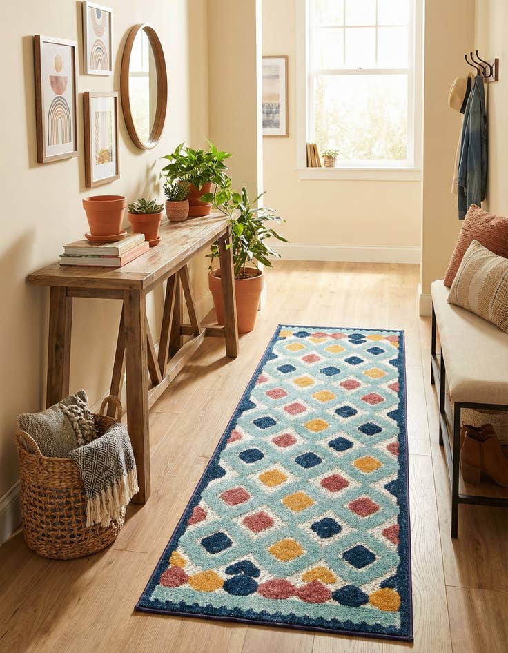 Detail image of 2' x 6'  Washable Belize Indoor / Outdoor Runner Rug