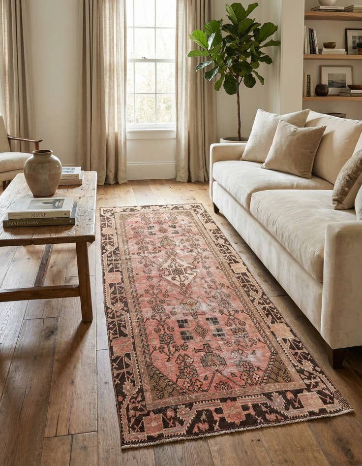 Detail image of 4' 2 x 8' 3  Hand Knotted Ultra Vintage Persian Wool Runner Rug