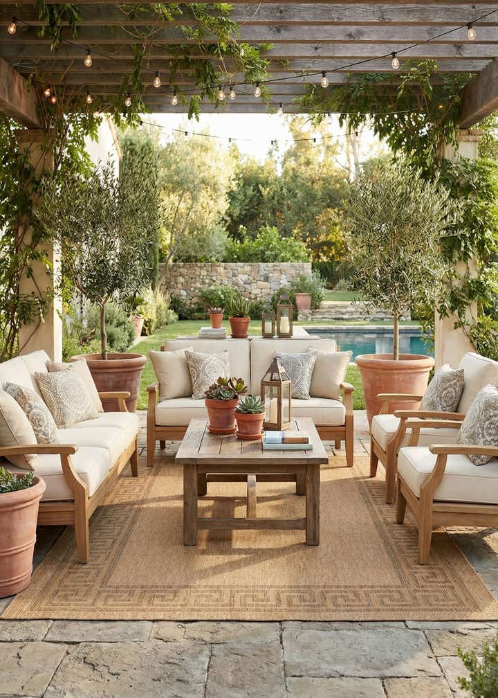 8' x 11' 4 Easy-Clean Border Indoor / Outdoor Rug