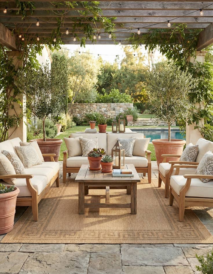 Detail image of  8' x 11' 4  Washable Border Indoor / Outdoor Rug