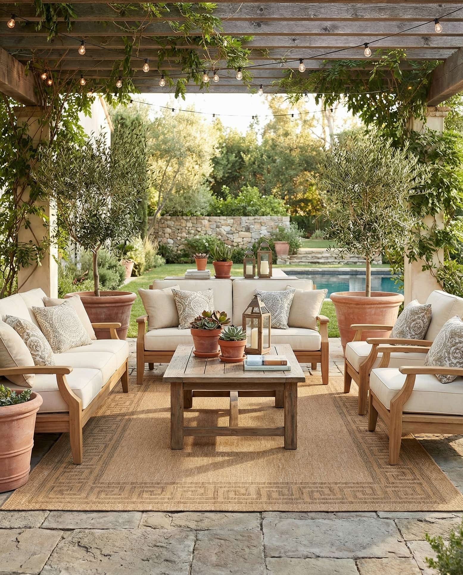 8' x 11' 4 Easy-Clean Border Indoor / Outdoor Rug