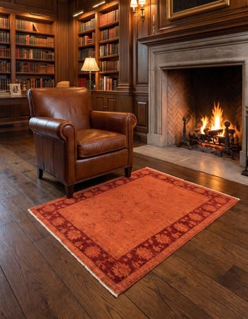 3' 5 x 4' 5 Hand Knotted Over-Dyed Ziegler Rug