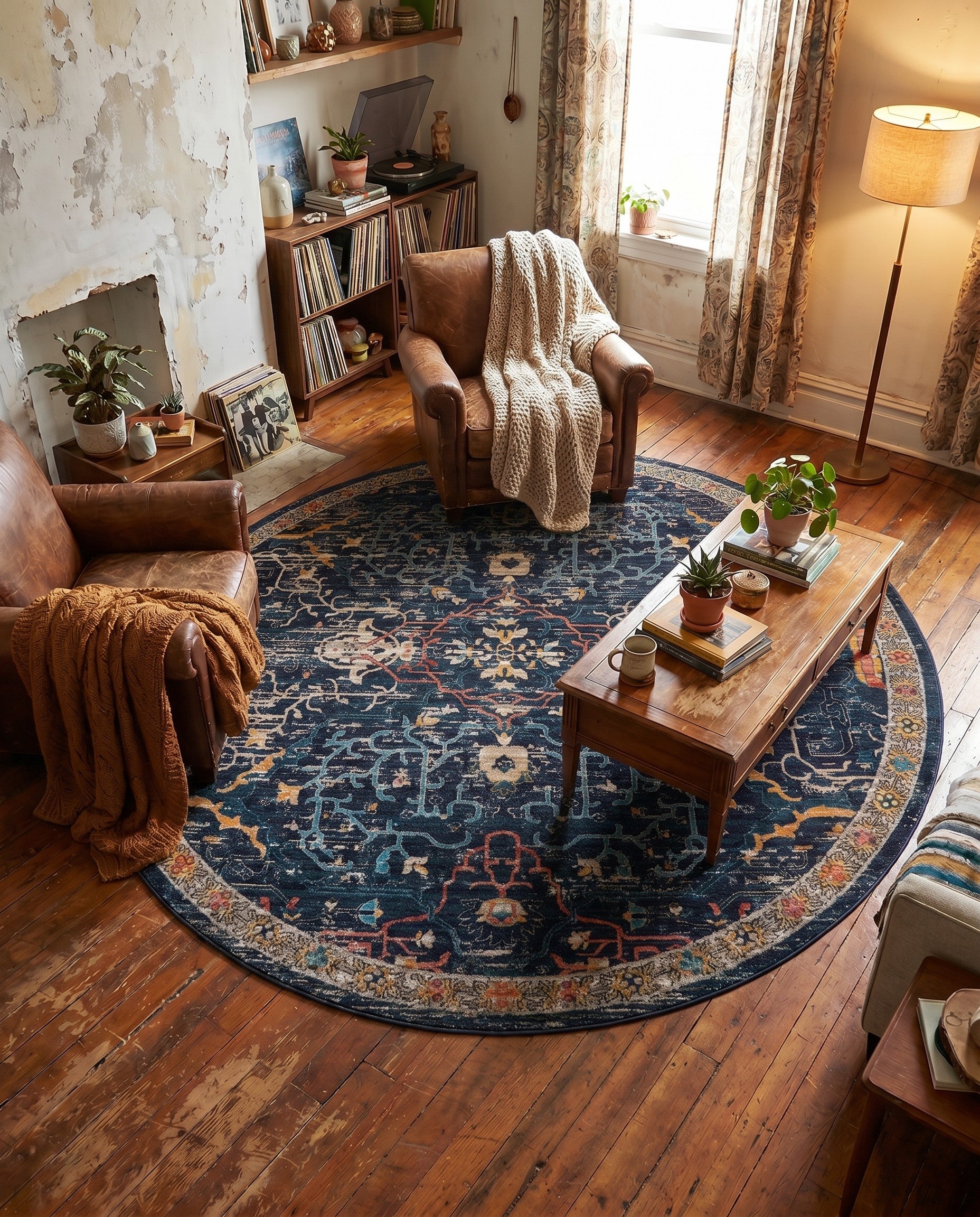 Navy Blue Lola Round Rug