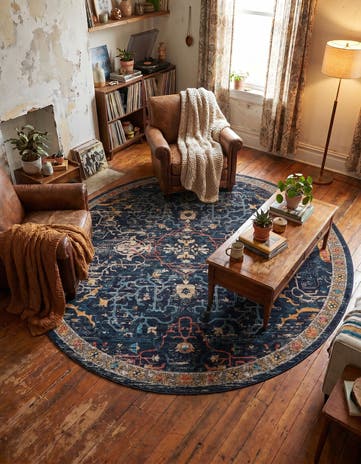 Navy Blue Lola Round Rug