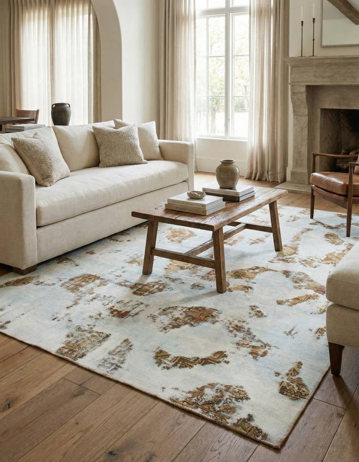 Detail image of 5' 9 x 6'  Hand Knotted Ultra Vintage Persian Wool Square Rug