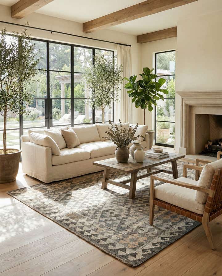 5' 8 x 8' 1 Hand Woven Kilim Maymana Wool Rug